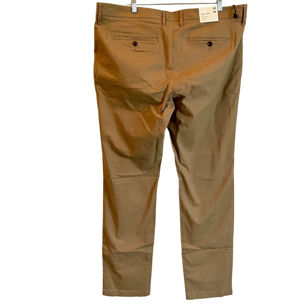 Goodfellow & Co Mens Skinny Chino Pants 42x34 Khaki Slim Fit Stretch NEW NWT - Picture 2 of 11